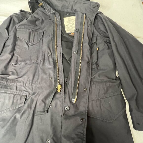 Alpha Industries Black M-65 Field Coat Large Stock 8415-01-099-7842 Made In USA - Picture 4 of 16